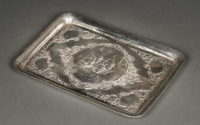 Tray. Victorian silver tray by Henry Matthews, Birmingham 1901