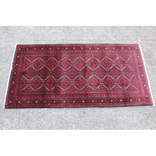 Tribal handmade Persian baluch pure wool carpet, approx 98cm...