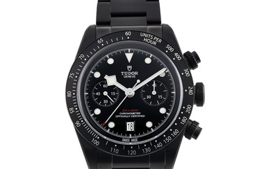 Tudor. A Limited Edition Black Stainless Steel Chronograph Wristwatch with Bracelet and Date