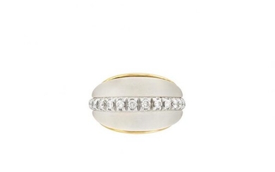 Two-Color Gold, Frosted Rock Crystal and Diamond Dome Ring, Van Cleef & Arpels, France