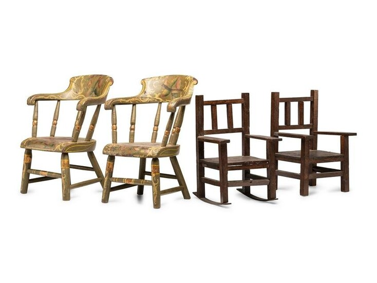 Two Pairs of Doll's Chairs