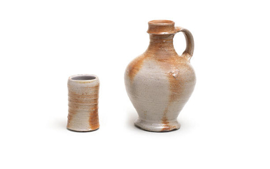 Two Raeren stoneware jugs, together with a small Siegburg pot, 16th/early 17th century