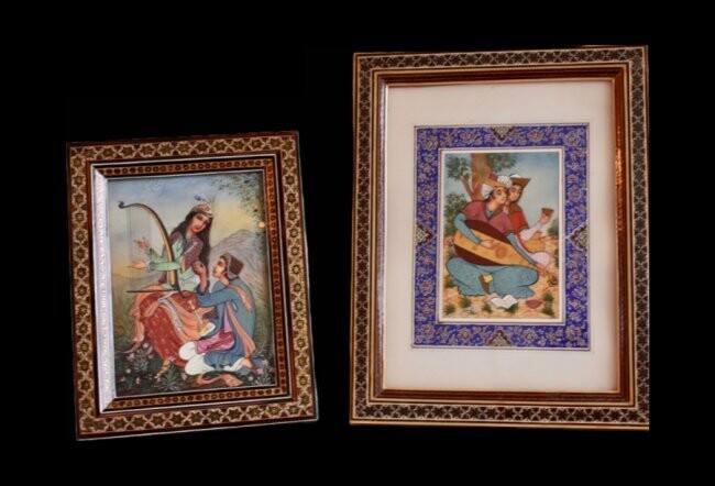Two colorful Persian school paintings