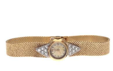 Universal Genève watch - jewel in gold and diamonds, mid 20th Century.