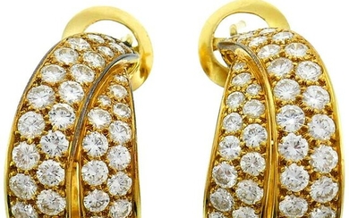 Van Cleef & Arpels Diamond Gold Hoop Earrings Vintage