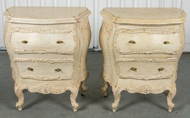 Venetian Rococo Style Paint Decorated Commodes, Pr