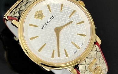Versace - V-Circle Manifesto Love Gold-Plated + Extra Strap Swiss Made - VBP080017 - Women - Brand New