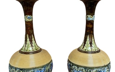 Very Impressive Pair of Royal Doulton Lambeth Vases 40cm H