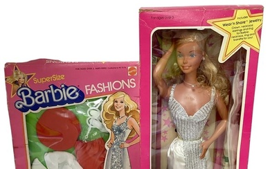 Very Nice NRFB SuperSize Barbie In Box with One SuperSize Barbie Fashion All MIB