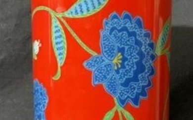 Vibrant Floral Cylindrical Ceramic Vase