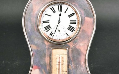 Victorian Sterling and Leather Desk Clock