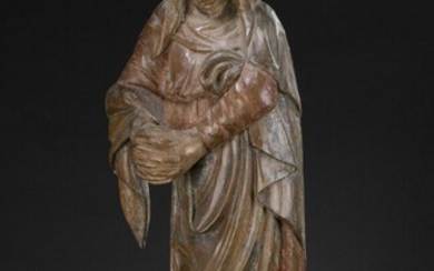 Vierge de Calvaire en bois sculpté avec restes... - Lot 35 - Oger - Blanchet