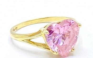 Vintage 14k Gold & Pink Heart Ring
