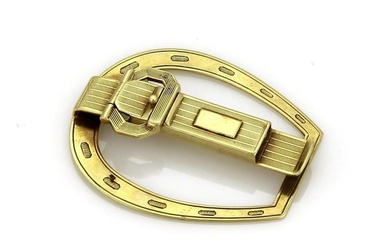 Vintage 14k Yellow Gold Fancy Horseshoe Money Clip & Key Holder Combo