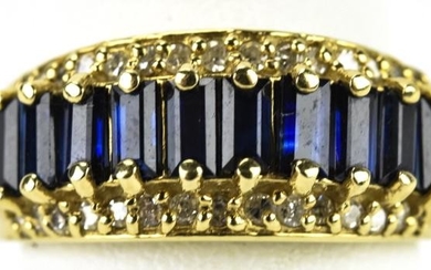 Vintage Designer 14k Gold Sapphire & Diamond Ring