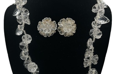 Vintage MIRIAM HASKELL Floral Clear Crystal Demi Parure