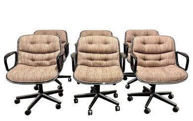 Vintage set of six charles pollock for knoll rolling office / desk chairs, 1985.Six rolling