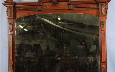 Walnut Victorian mantle mirror, 69.5 in. T, 72 in. W.