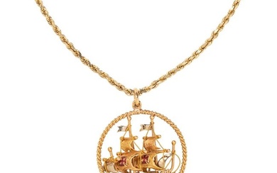 YELLOW GOLD SAILBOAT PENDANT/NECKLACE