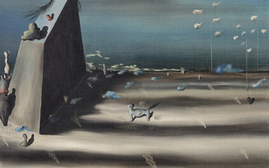 YVES TANGUY (1900-1955) Un grand tableau qui représente un paysage