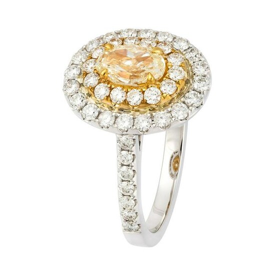 Yellow Diamond White Gold Engagement Ring for Her 18 K