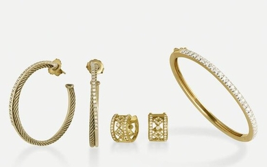 Yurman, Diamond hoop earrings; hoop earrings, bracelet