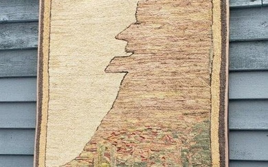 antique hooked rug Man in the Mountain New Hampshire Mount Washington