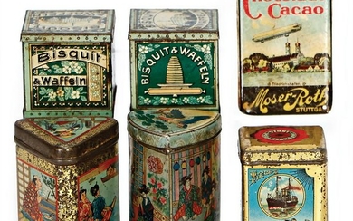 mixed lot with 5 pieces, high-quality tin cans, around