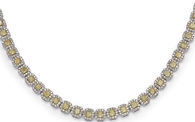 necklace vs fancy yellow - 14 kt. White gold - Necklace - 25.38 ct Diamond - gwlab Certified