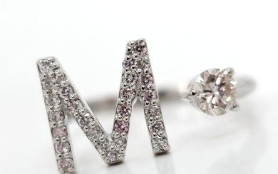 *no reserve* 0.45 ct N.Fancy Pink Diamond Designer Mom Ring - 2.28 gr - 14 kt. White gold - Ring - 0.45 ct Diamond