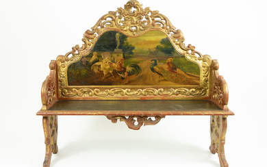 small antique Louis XV style bench in gi