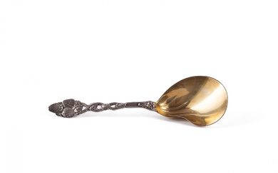 1 LARGE SILVER BERRY SPOON WITH STRAWBERRY DECOR