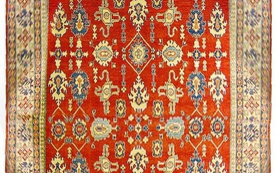 10 x 12 Red Orange Handmade Caucasian Style Kazak Rug