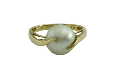 14K YELLOW GOLD 10MM PEARL STATEMENT RING An