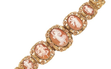 Antique Gold and Shell Cameo Bracelet