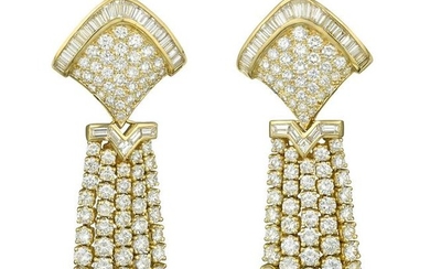 A Pair of Diamond Chandelier Earrings