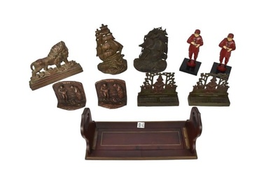 10pc. Lot Antique Iron, Brass and Bronze Bookends & Doorstops, incl; Judd Non Expanding Polychrome