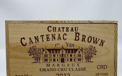 12 bouteilles CHÂTEAU CANTENAC BROWN 2012 3è GC Margaux Caisse bois d'origine