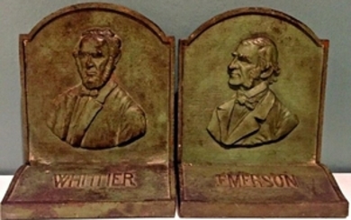 1910-1920's EMERSON & WHITTIER IRON POETS BOOKENDS