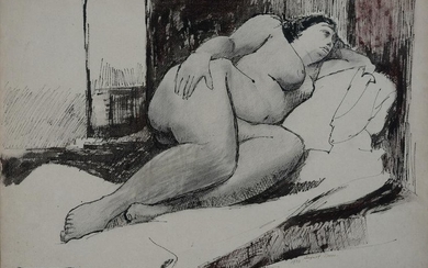 August Mosca - Sleeping Nude on Bed
