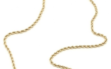 14K Gold Rope Chain Necklace, 36" L