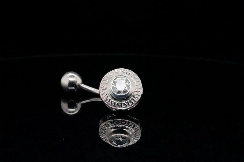 14K White Gold and 0.25ct Diamond Belly Button Ring