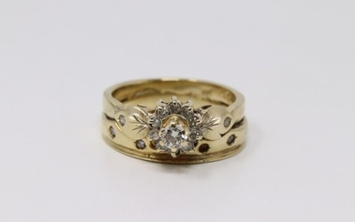 14Kt Yellow Gold Vintage Diamond Ring.