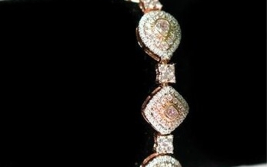 14k Rose Gold 4.63ct Pink & White Diamond Bracelet