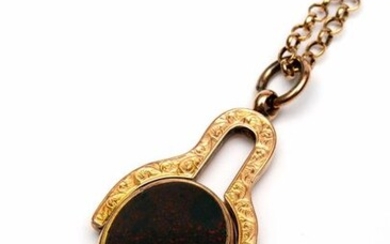 14krt. Gold jasseron necklace to which a below...
