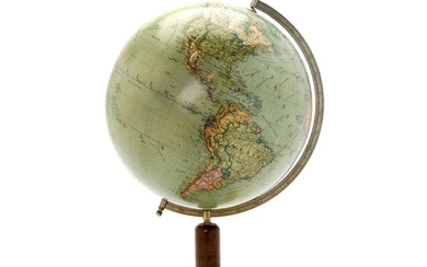 A mid 20th century terrestrial globe on a wooden base. Columbus Erdglobus, Berlin. Mid 20th century. H. 50 cm.