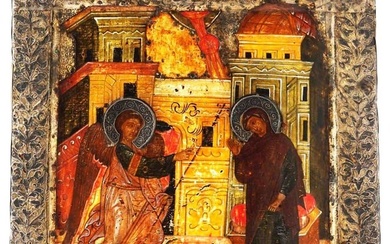 16TH CEN RUSSIAN ORTHODOX ICON OF THE ANNUNCIATION