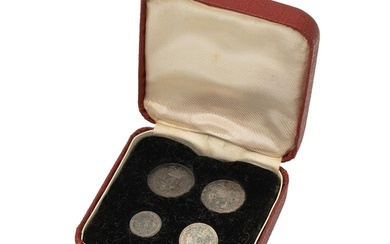 1848 rare Queen Victoria Young Head Maundy Money four-coin s...