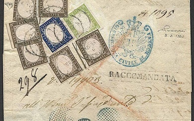 1860, Modena, raccomandata da Modena per Bazzano dell’8 febbraio 1860