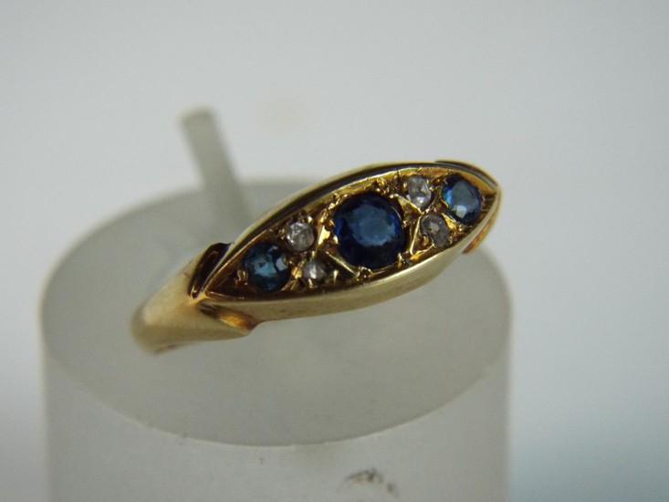 18ct Gold ring set with Diamonds and Sapphires. 2.7g 'N' Bir...